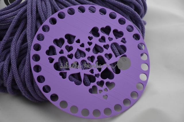 Víko/dno na košík 14,5cm - srdíčka lila