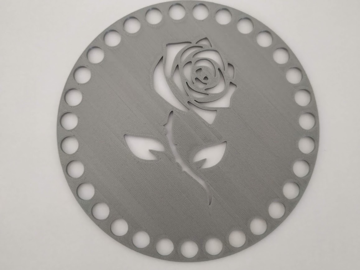 Víko/dno na košík 14,5cm - růže stříbrno-šedá