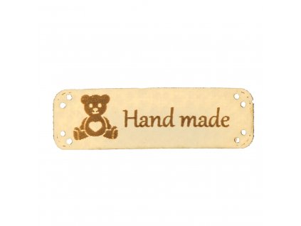 Hand made štítek koženka béžová méďa