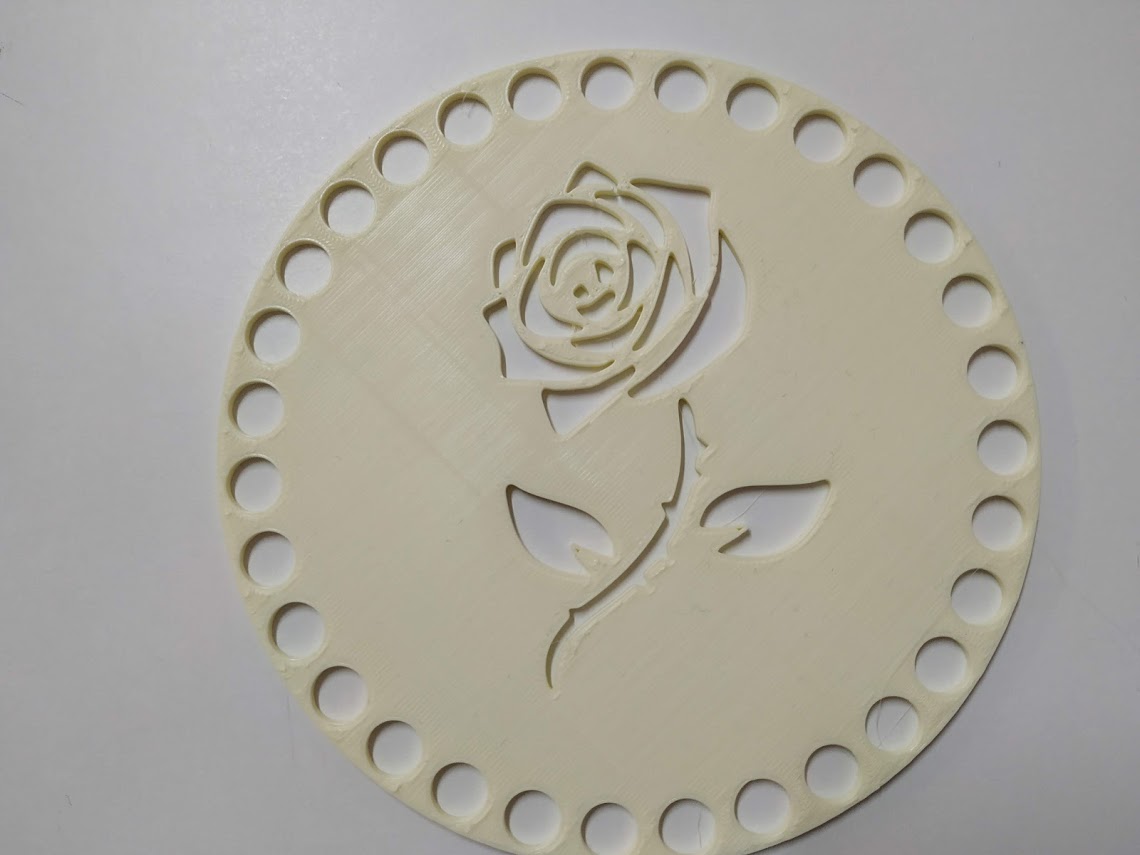 Víko/dno na košík 14,5cm - růže vanilka