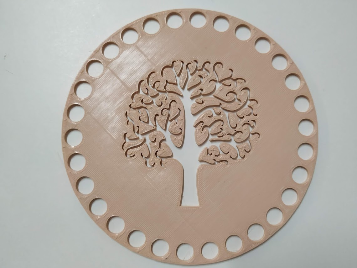 Víko/dno na košík 14,5cm - strom béžová