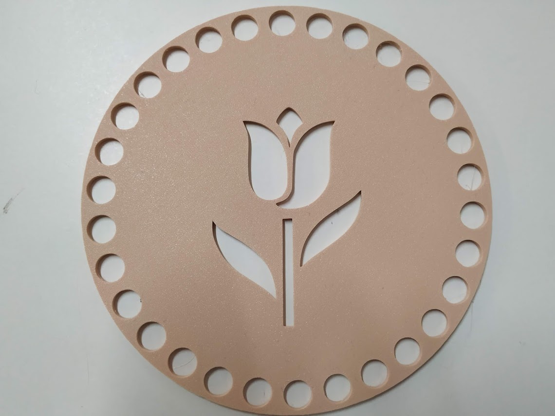 Víko/dno na košík 14,5cm - tulipán béžová