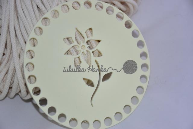Víko/dno na košík 14,5cm - květinka vanilka
