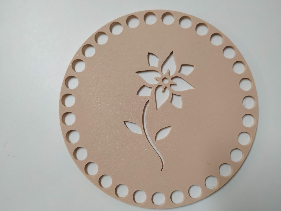 Víko/dno na košík 14,5cm - květinka béžová