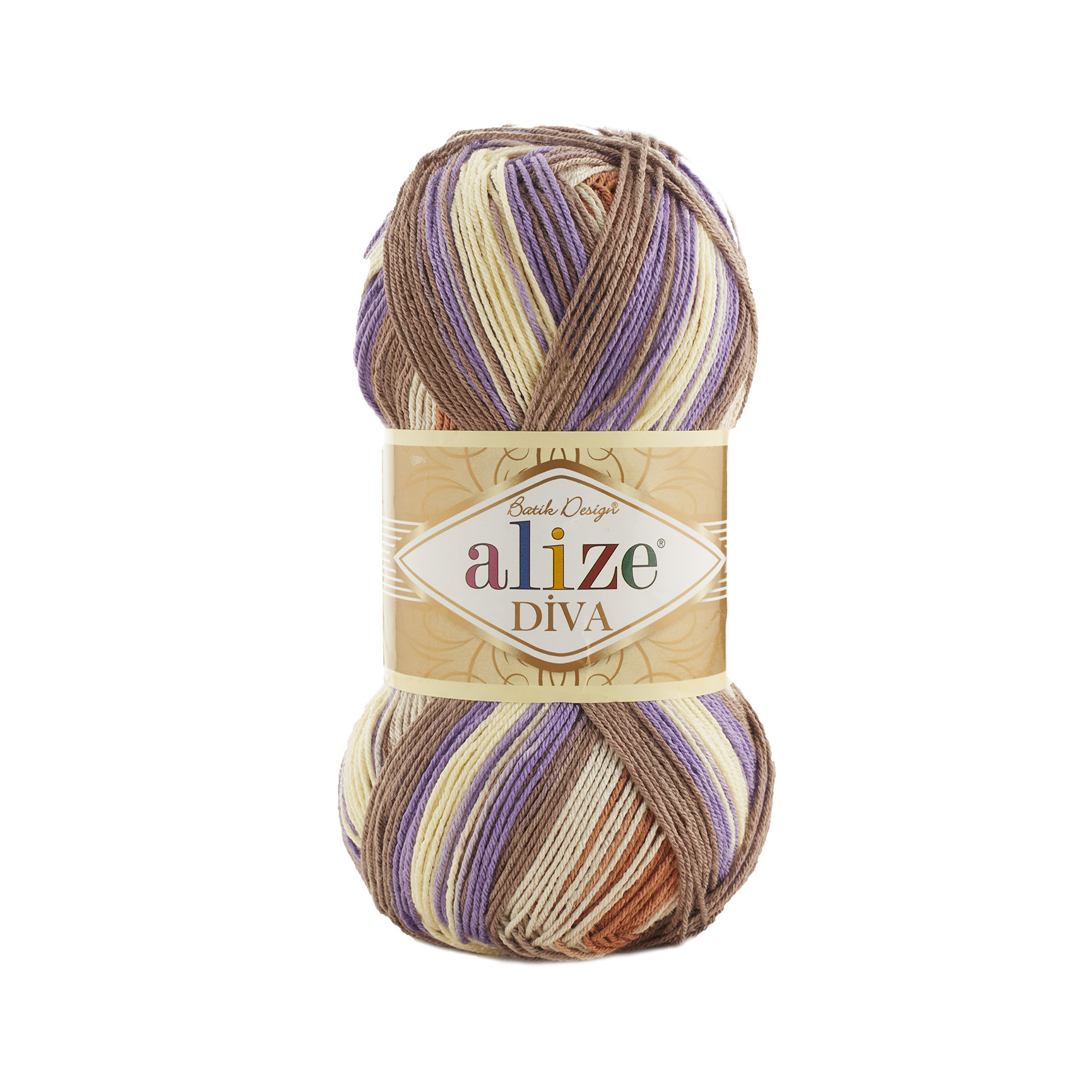 Alize Příze Diva batik 7391 fialovo-hnědo-smetanová