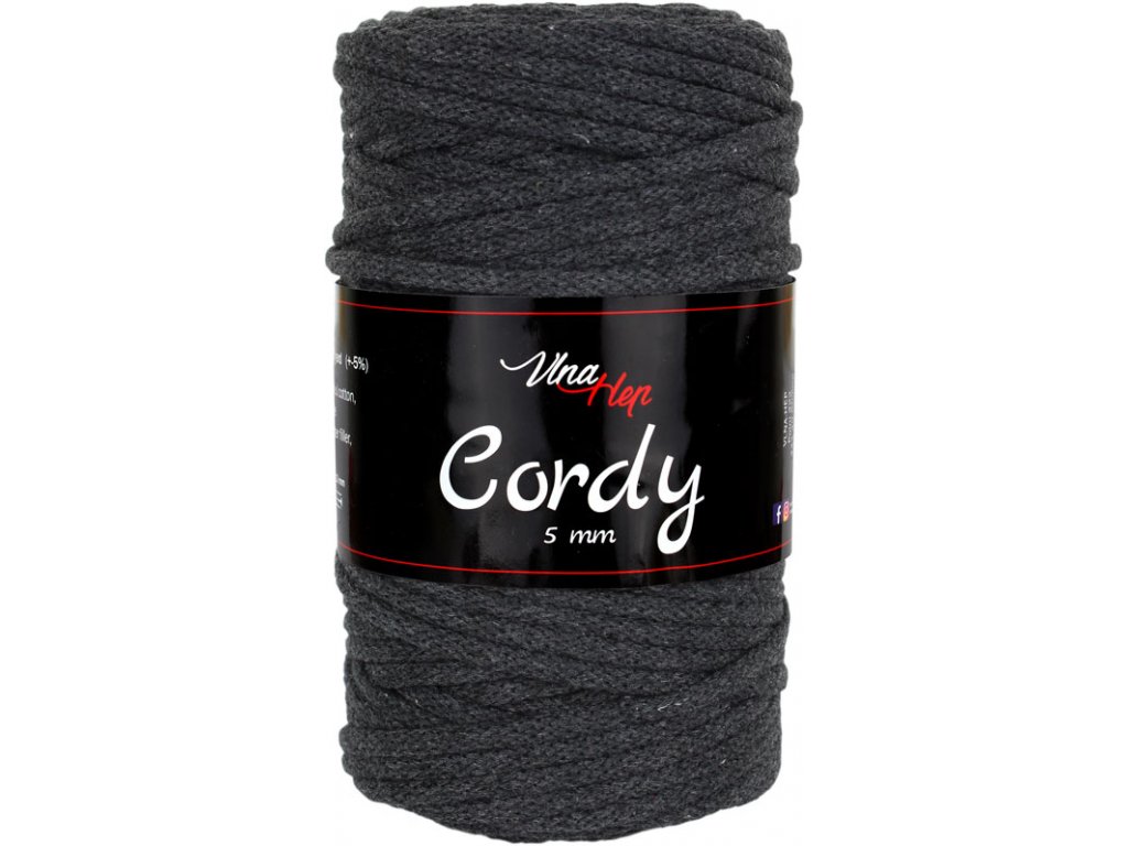 Vlna-hep Cordy šňůry 5mm - 8236 tmavě šedá