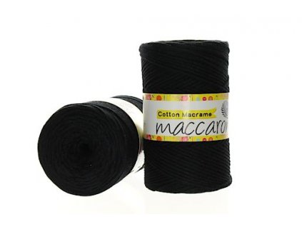 Maccaroni Cotton macrame 2mm - 01 černá