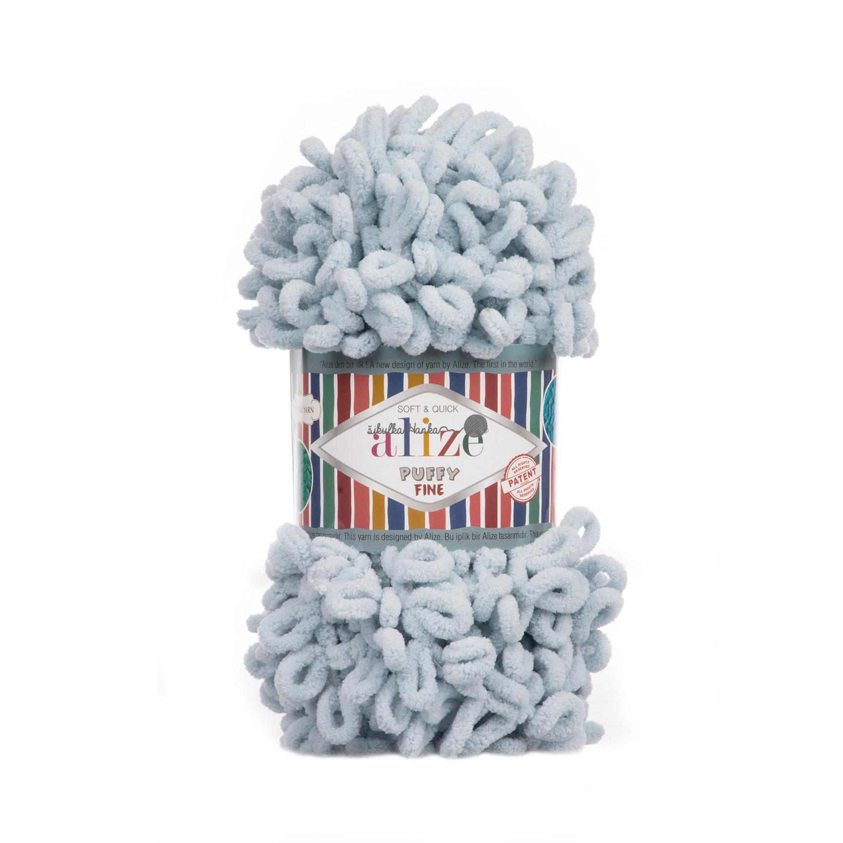 Pletací příze Alize Puffy Fine 100 g Varianta: 5 (500) modrošedá sv., Balení: 1 ks