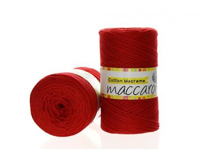 Maccaroni Cotton macrame 2mm - 16 červená