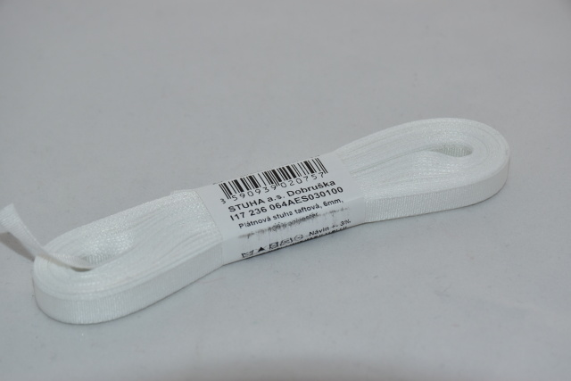 Stuha taftová 6mm 100 bílá