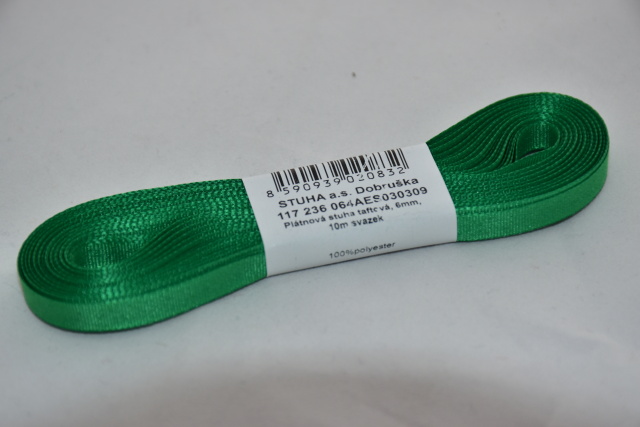 Stuha a.s. Stuha taftová 6mm 309 lesní zelená
