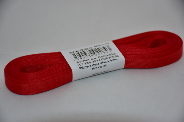 Stuha a.s. Stuha taftová 9mm 643 červená