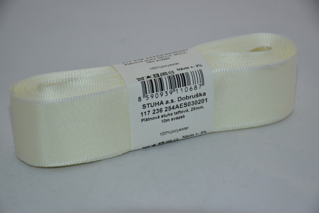 Stuha a.s. Stuha taftová 25mm 201 smetanová