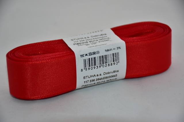 Stuha a.s. Stuha taftová 25mm 643 červená