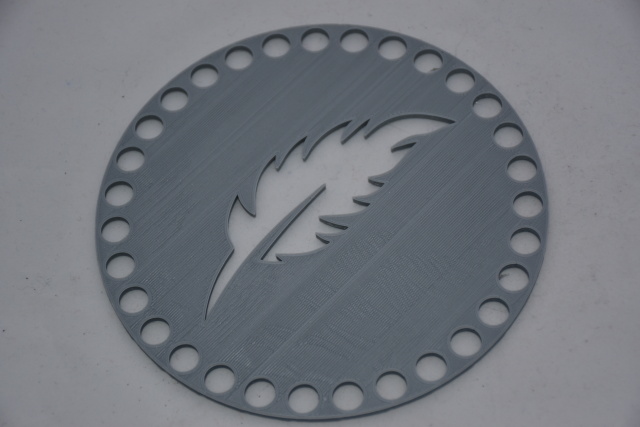 Víko/dno na košík 14,5cm - pírko stříbrno-šedá