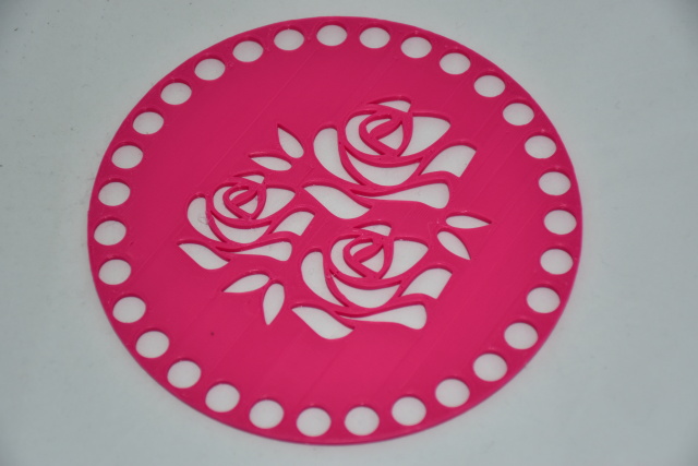 Víko/dno na košík 14,5cm - 3 růže fuchsie