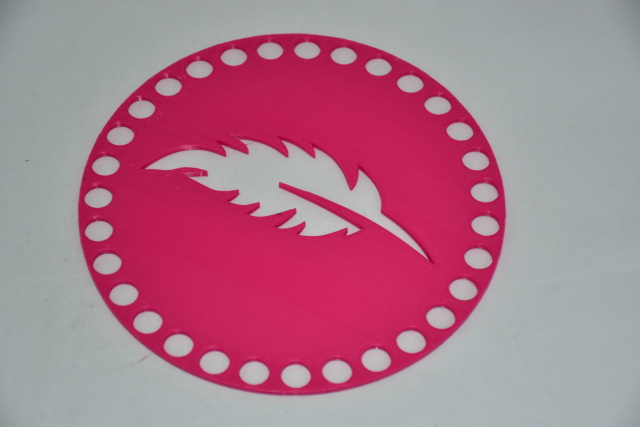 Víko/dno na košík 14,5cm - pírko fuchsie