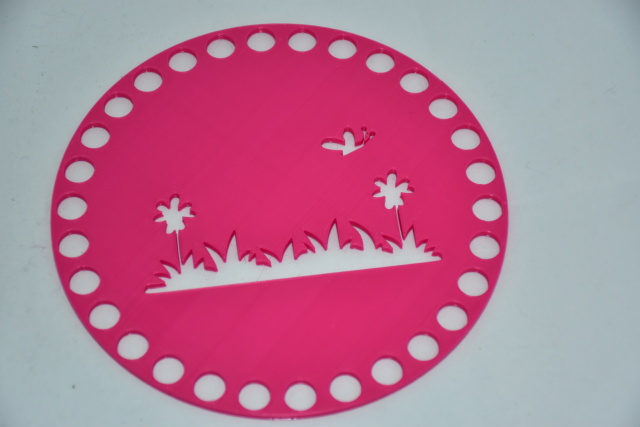 Víko/dno na košík 14,5cm - tráva fuchsie