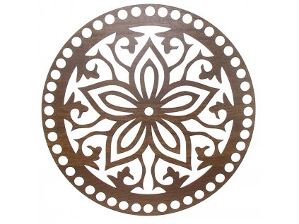 Víko na košík ořech kytka 20cm