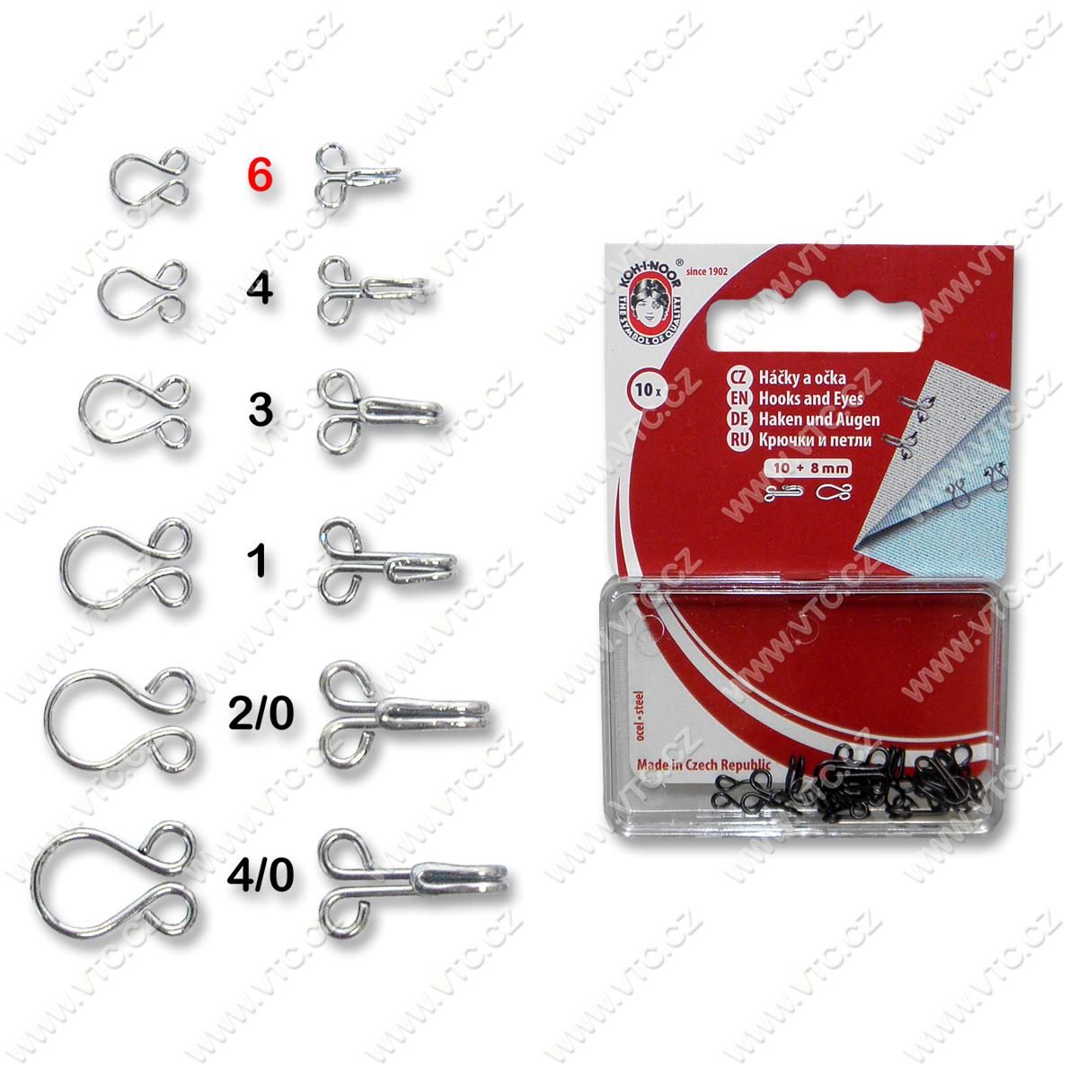 Háčky + očka 10+8mm černá