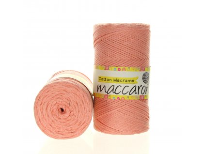 Maccaroni Cotton macrame 2mm - 44 lososová