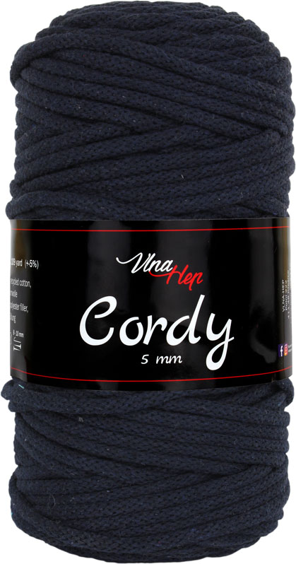 Vlna-hep Cordy šňůry 5mm - 8121 tmavě modrá