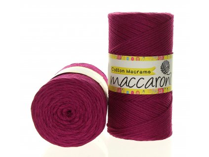 Maccaroni Cotton macrame 2mm - 27-506 fuchsiová