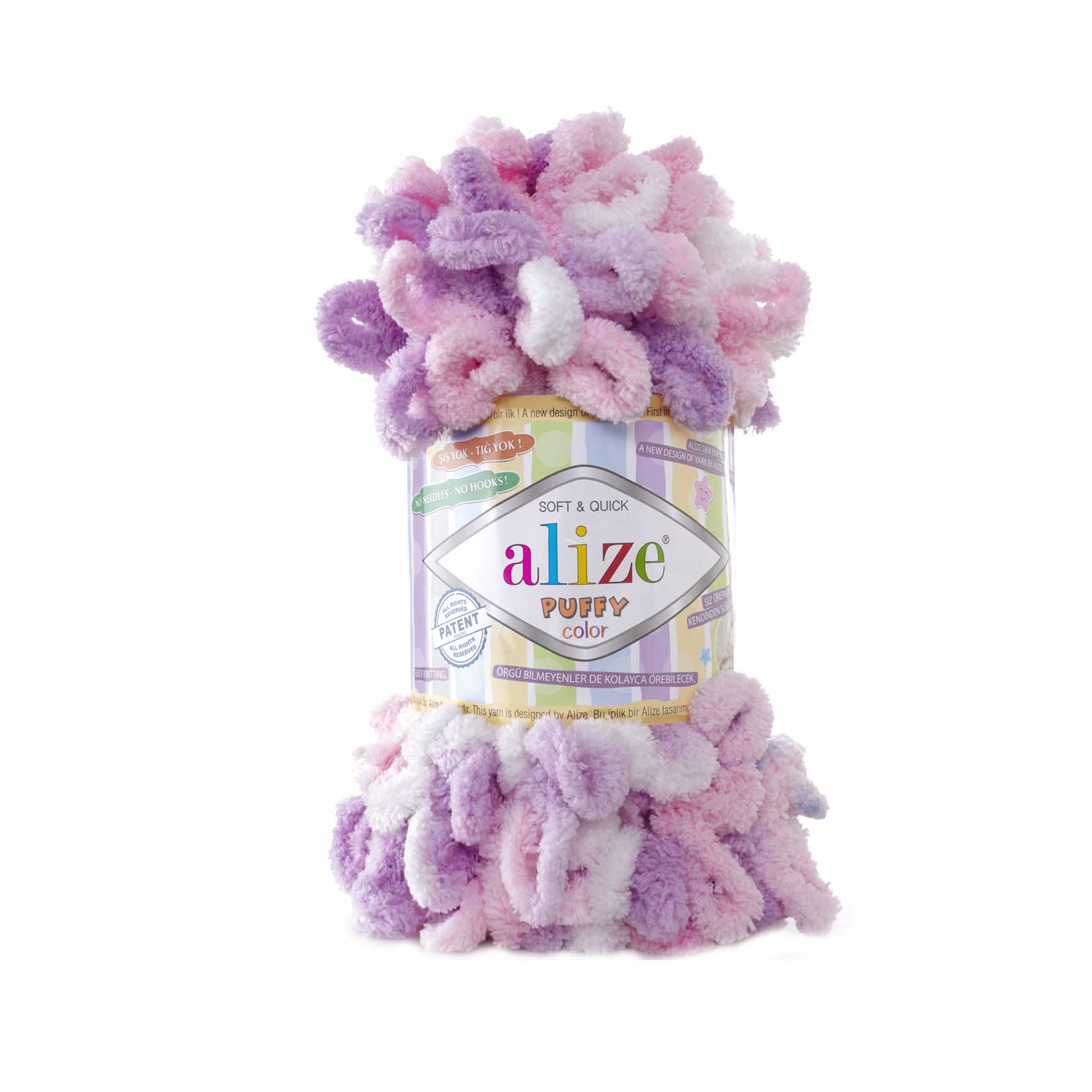 Alize Puffy color 6051 růžovo-lila-bílá