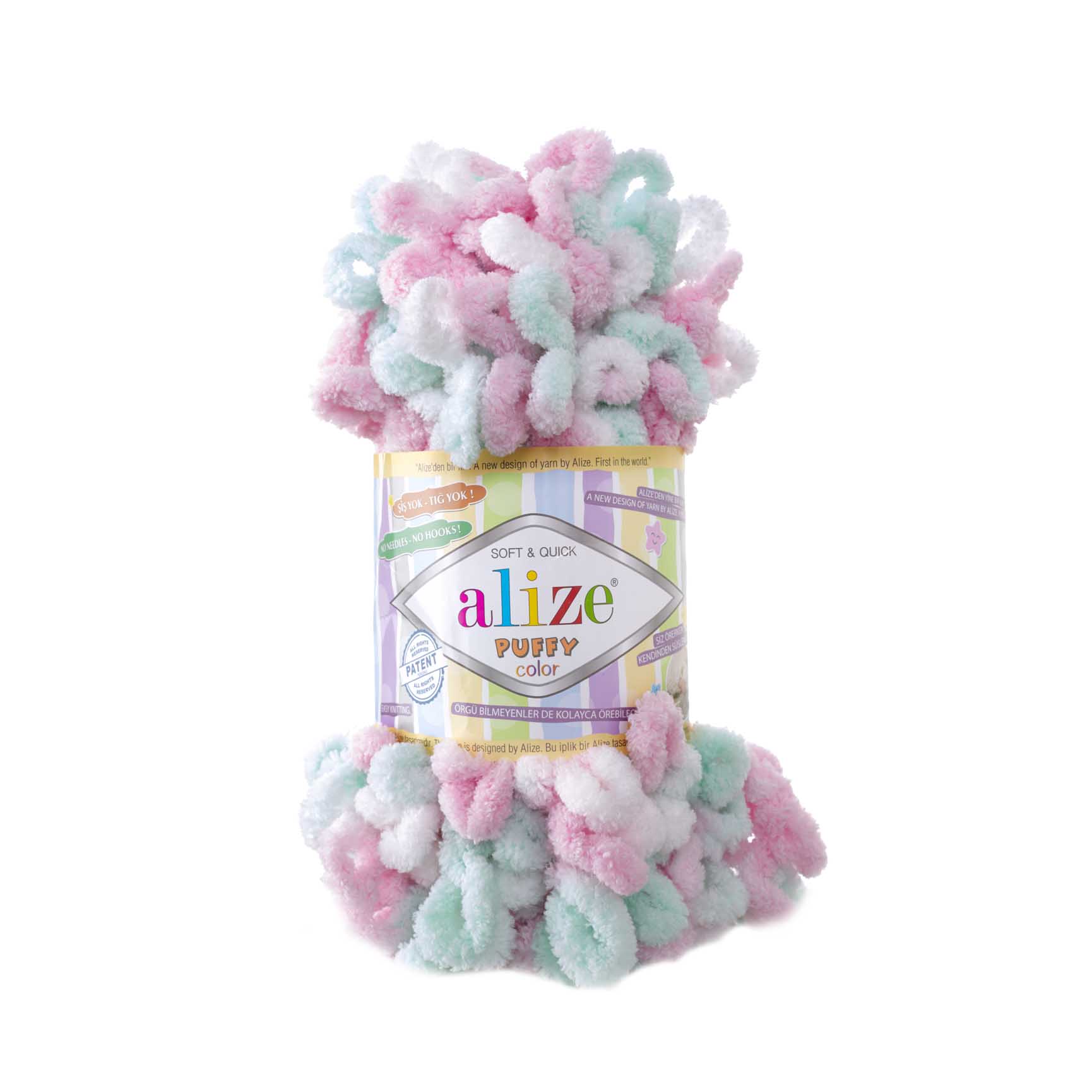 Alize Puffy color 6052 růžovo-mint-bílá