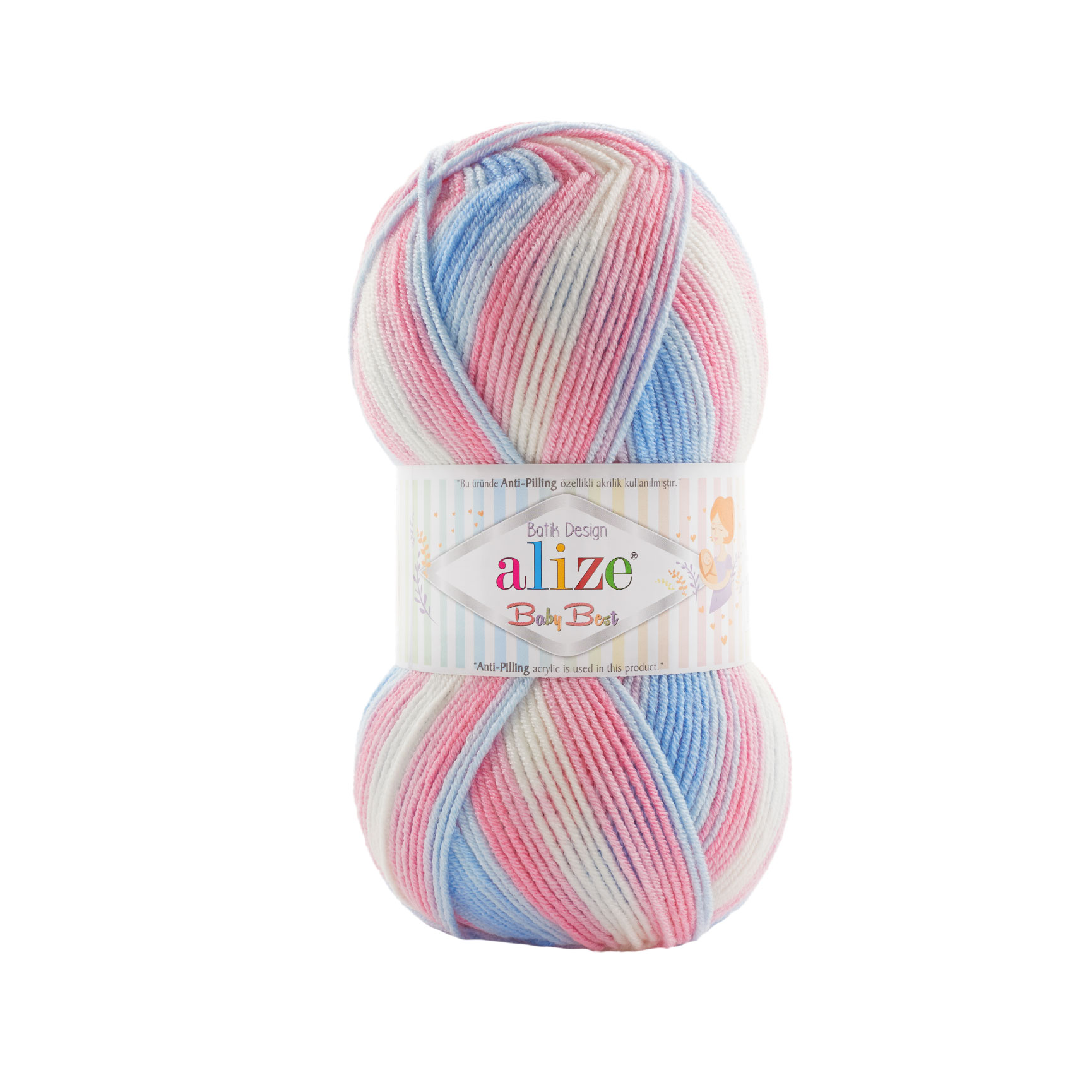 Alize Příze Baby best batik 7935 růžovo-modro-světlá