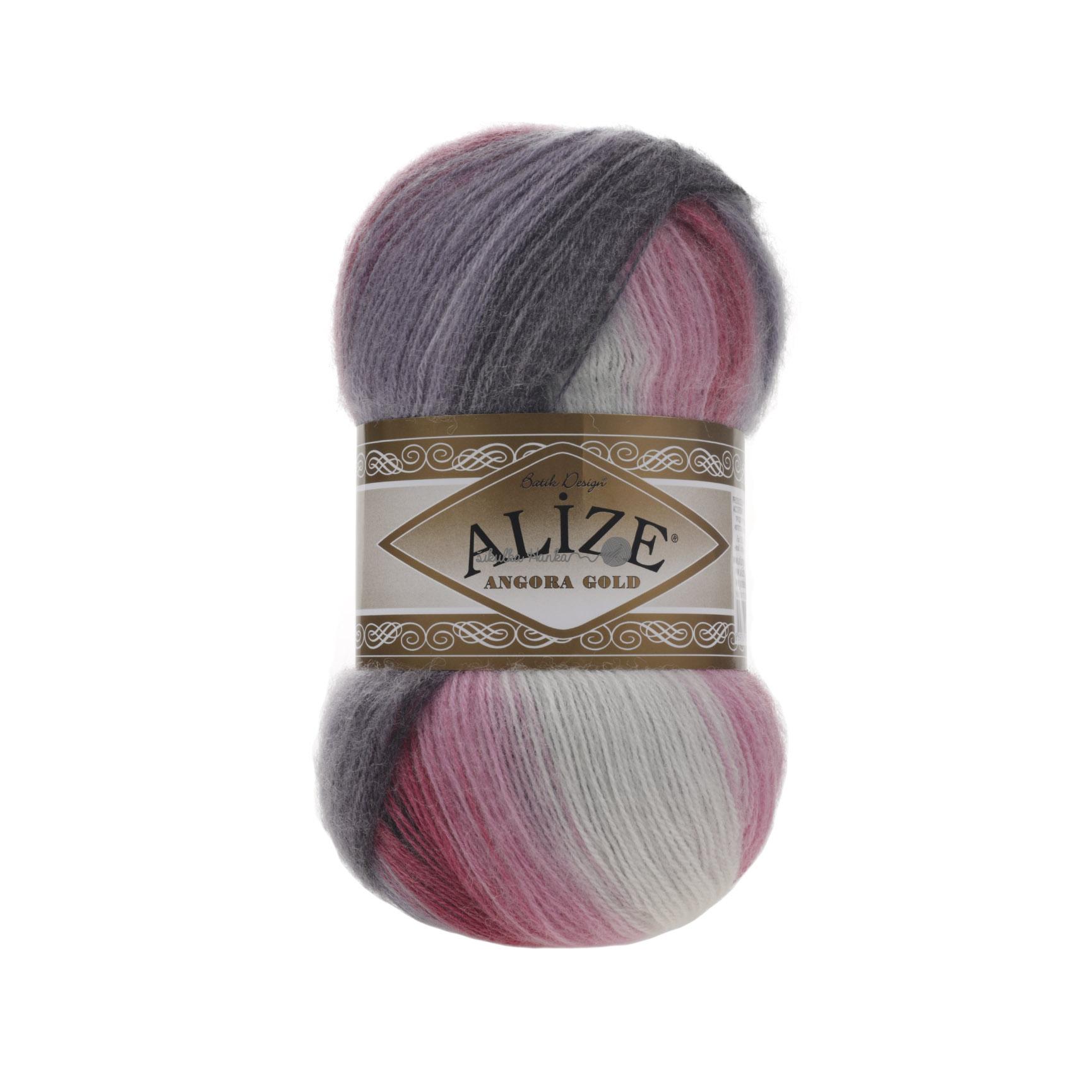 Alize Angora gold batik 1602 růžovo-černo-světlá