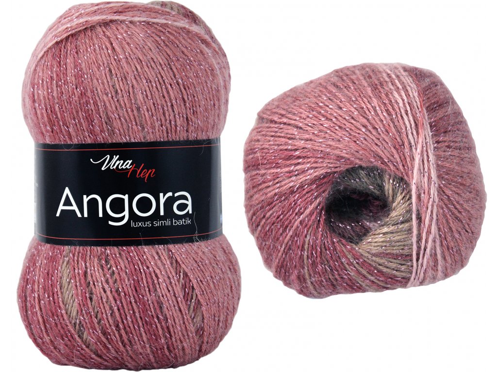 Angora luxus simli batik 5722 starorůžovo-béžová
