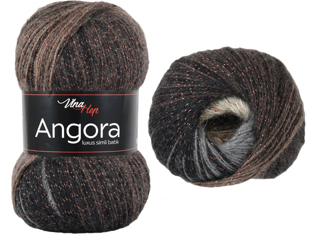 Angora luxus simli batik 5724 černo-hnědo-šedá