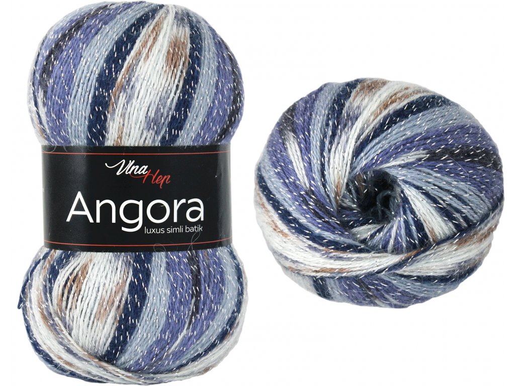 Angora luxus simli batik 5729 modro-hnědo-světlá