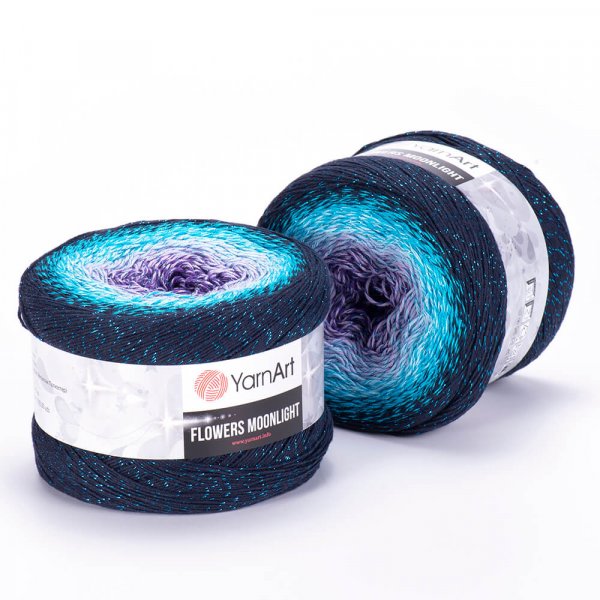 YarnArt Flowers Moonlight 3254 černo-tyrkysovo-fialová