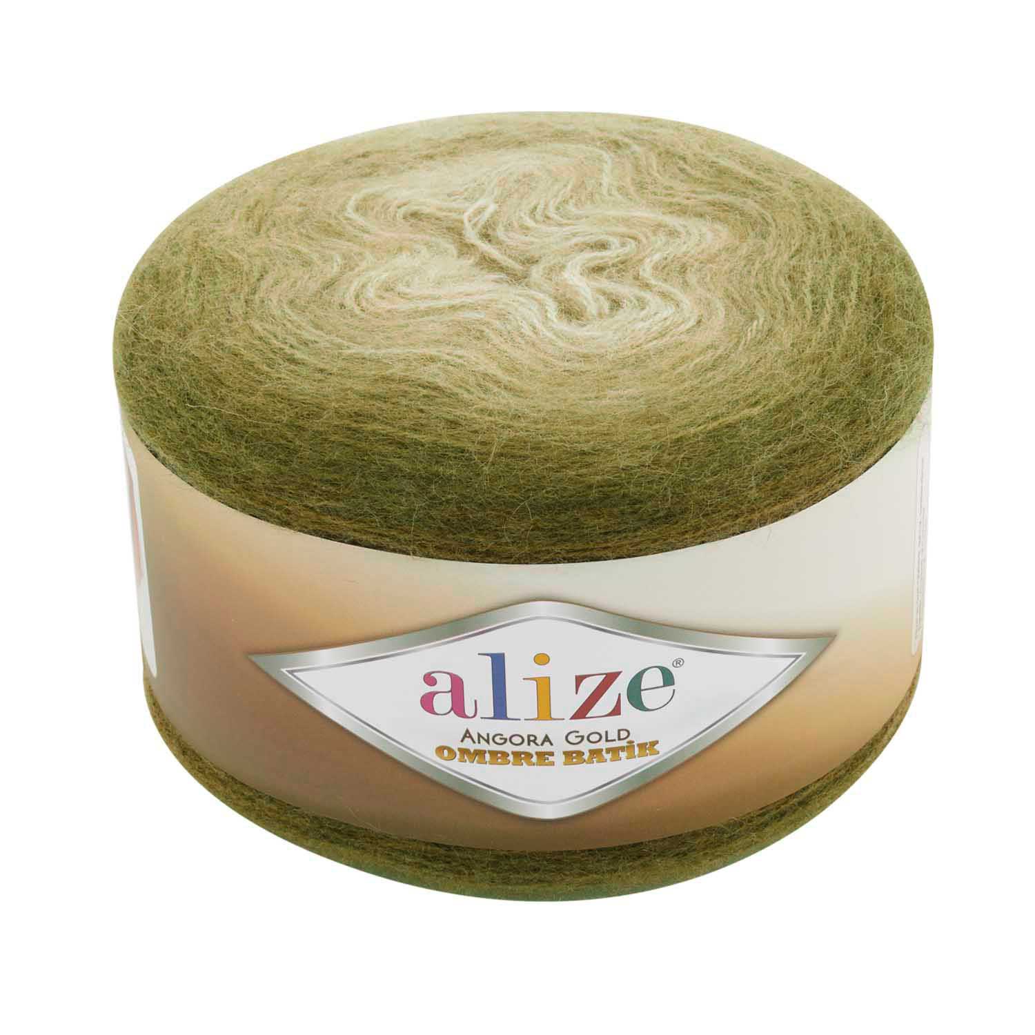 Alize Angora gold ombre batik 7355 zelenožlutá