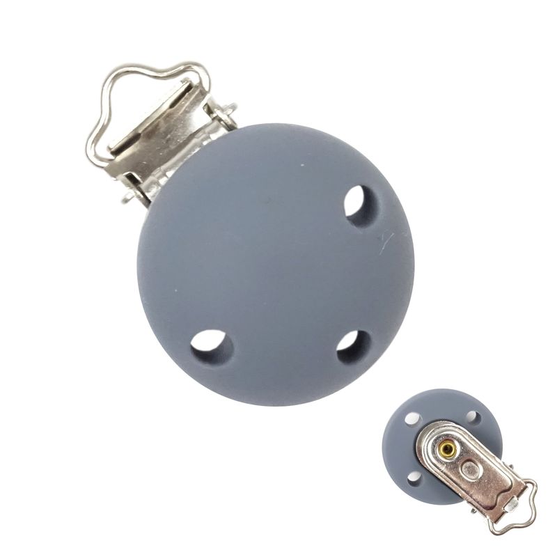 Klip na dudlík silikový 30mm šedý