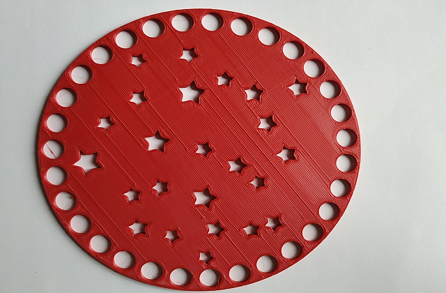 Víko/dno na košík 14,5cm - hvězdičky malé červená