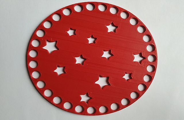 Víko/dno na košík 14,5cm - hvězdičky velké červená