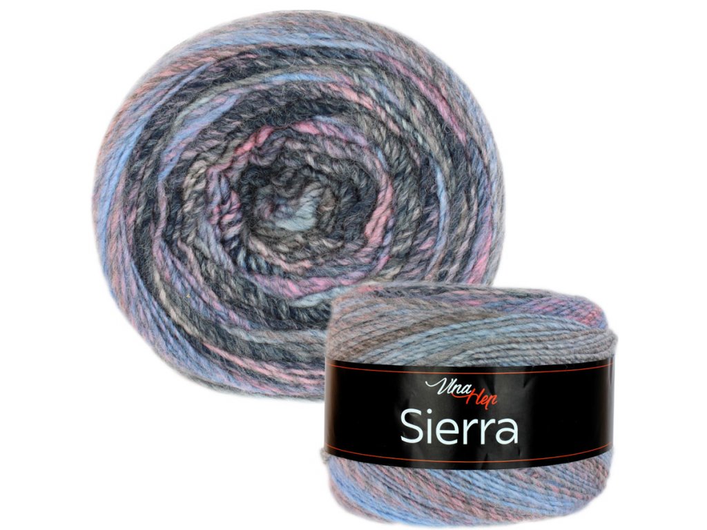 Vlna-hep Sierra Color 7209 modro-růžovo-šedý melír