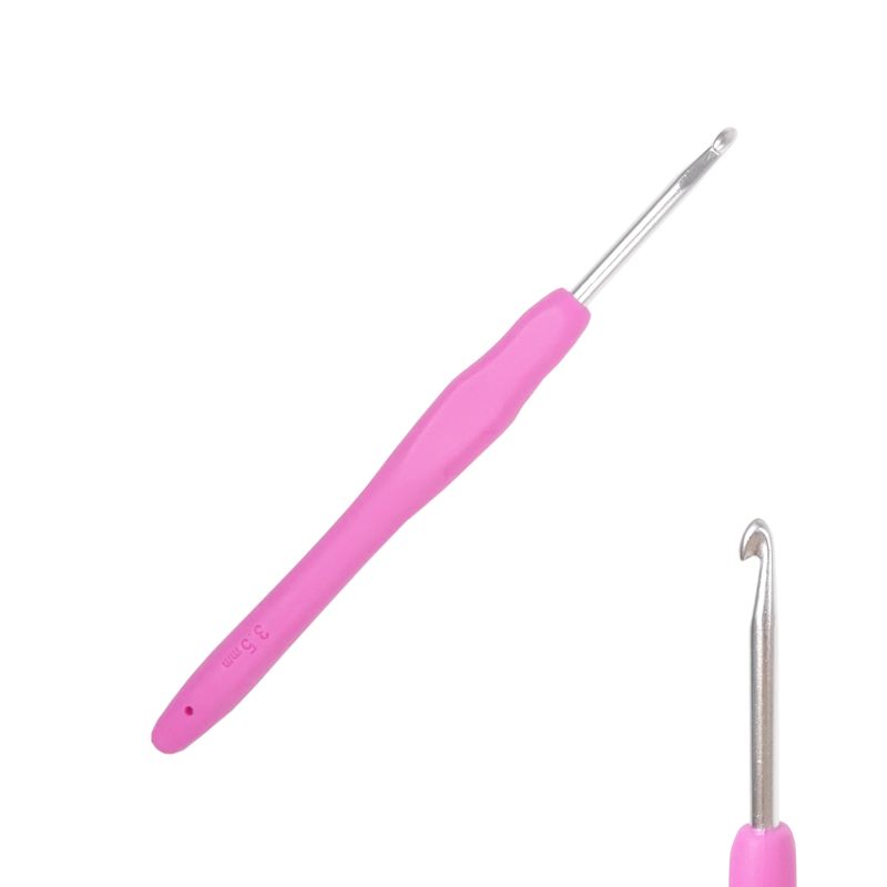 Háček s pogumovanou ručkou 3,5mmm růžový