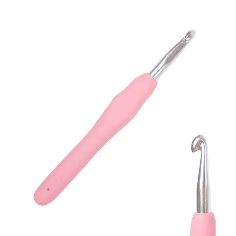 Háček s pogumovanou ručkou 7mm růžový