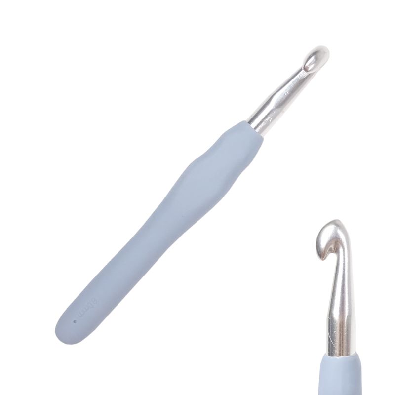 Háček s pogumovanou ručkou 8mm šedý