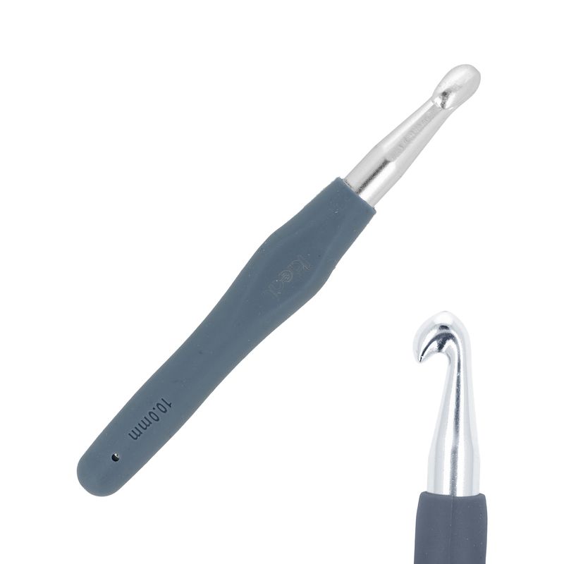 Háček s pogumovanou ručkou 10mm tm.šedý