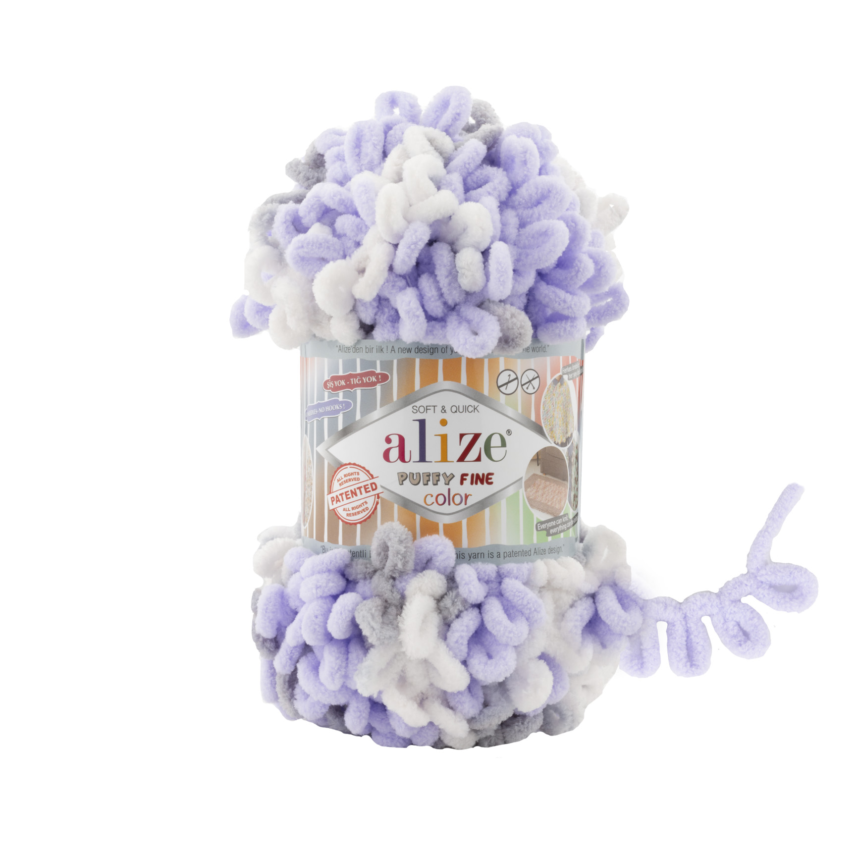 Alize Puffy FINE color 6372 fialovo-bílá