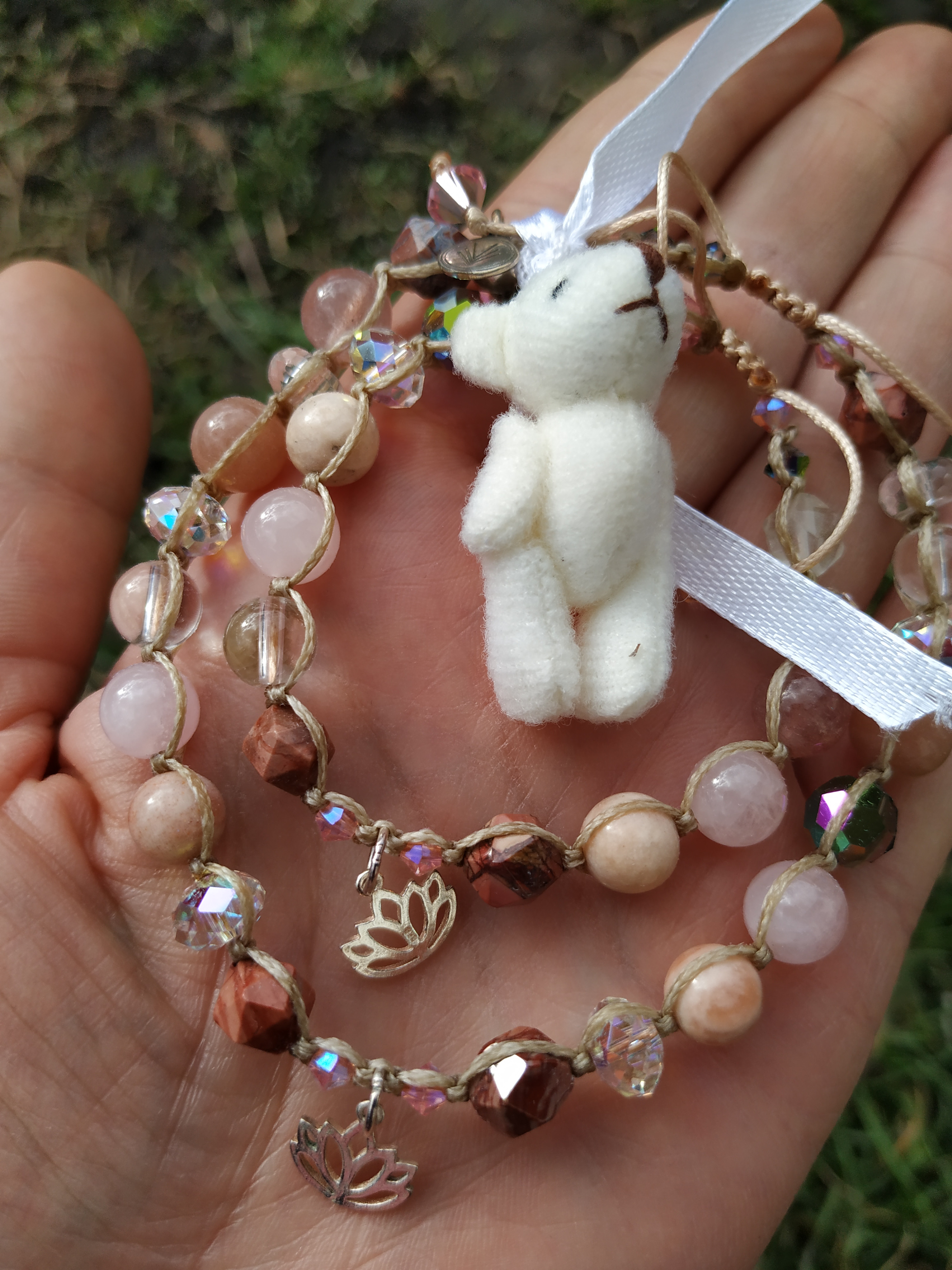 Náramky - set na ruku a na nohu béžová