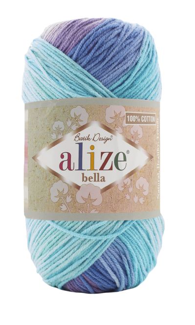 Alize Bella batik 100 - 4531 fialovo-tyrkysovo-růžová