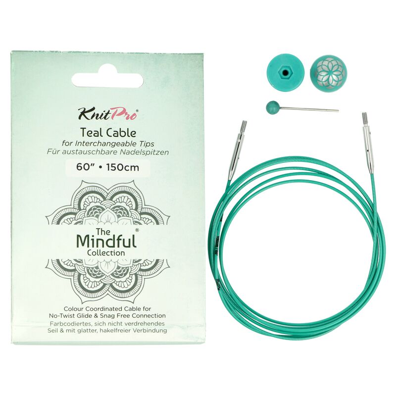 KnitPro Mindful Teal fixní lanko 126cm