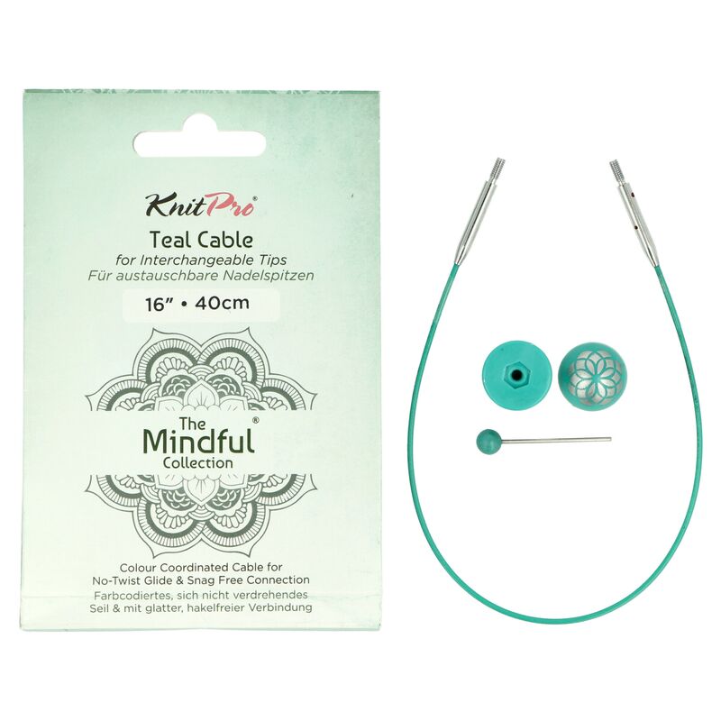 KnitPro Mindful Teal fixní lanko 20cm