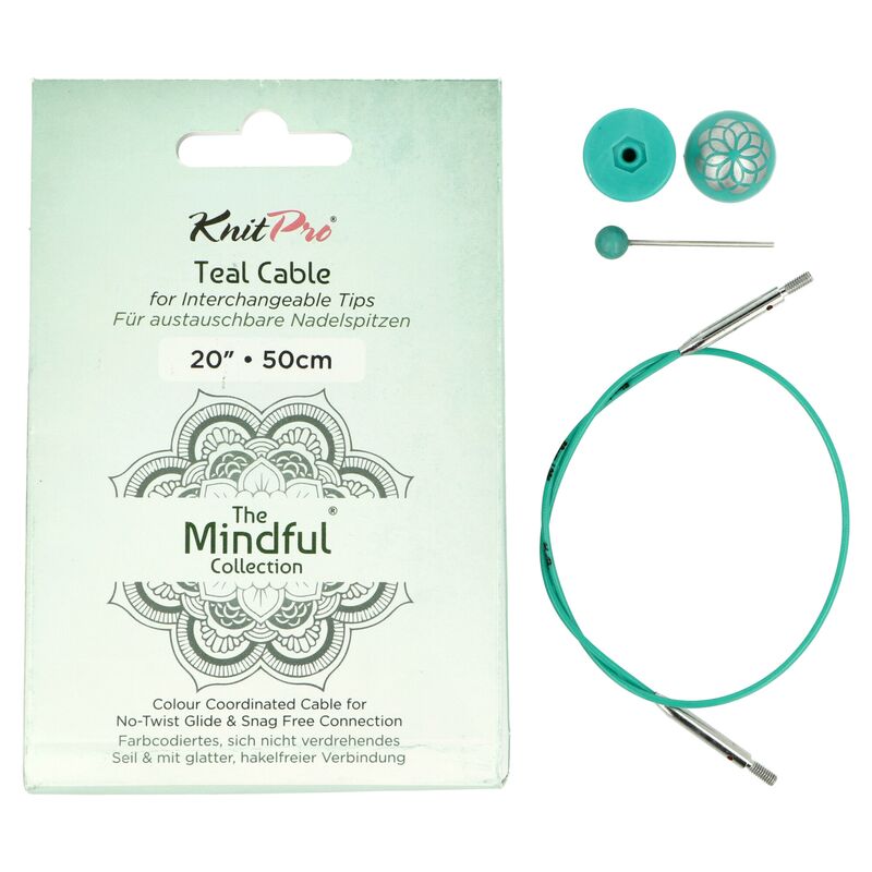 KnitPro Mindful Teal fixní lanko 28cm
